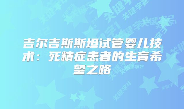 吉尔吉斯斯坦试管婴儿技术:死精症患者的生育希望之路