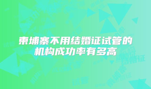 柬埔寨不用结婚证试管的机构成功率有多高