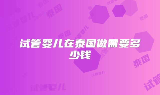 试管婴儿在泰国做需要多少钱