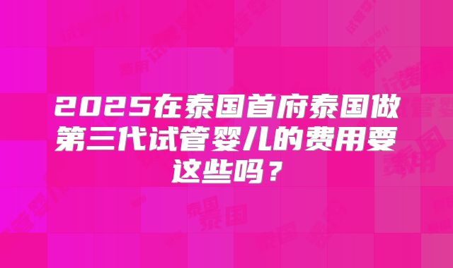 2025在泰国首府泰国做第三代试管婴儿的费用要这些吗？