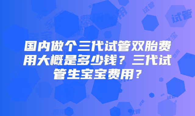 国内做个三代试管双胎费用大概是多少钱？三代试管生宝宝费用？
