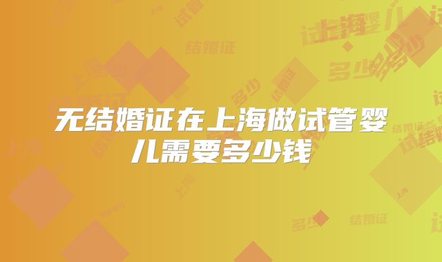 无结婚证在上海做试管婴儿需要多少钱