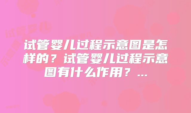试管婴儿过程示意图是怎样的？试管婴儿过程示意图有什么作用？...