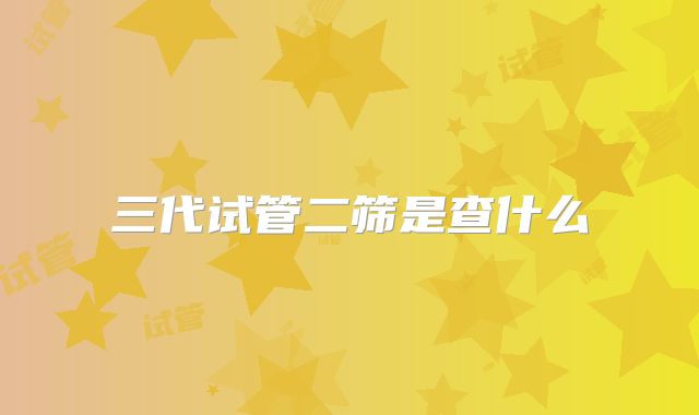 三代试管二筛是查什么