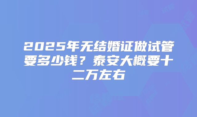 2025年无结婚证做试管要多少钱?泰安大概要十二万左右