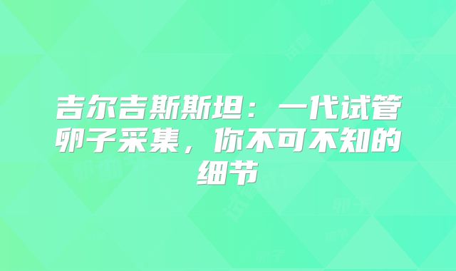 吉尔吉斯斯坦：一代试管卵子采集，你不可不知的细节