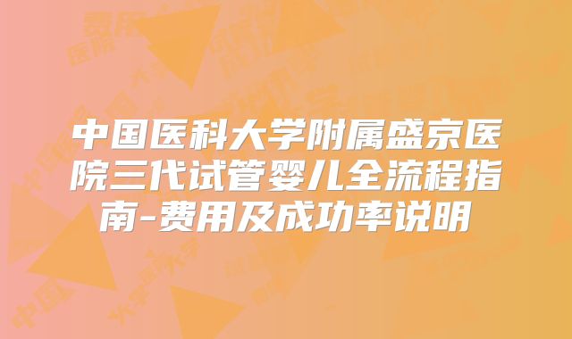 中国医科大学附属盛京医院三代试管婴儿全流程指南-费用及成功率说明