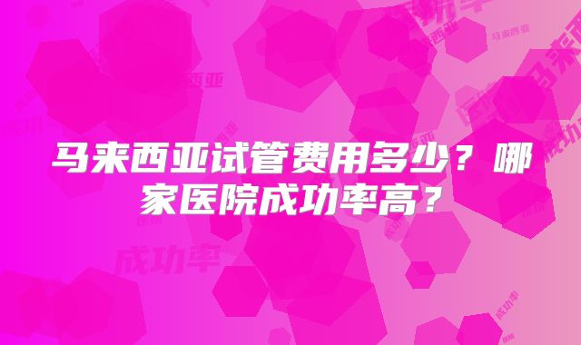 马来西亚试管费用多少?哪家医院成功率高?