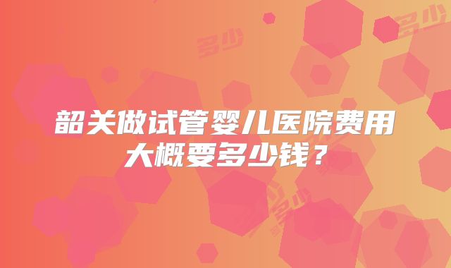 韶关做试管婴儿医院费用大概要多少钱？