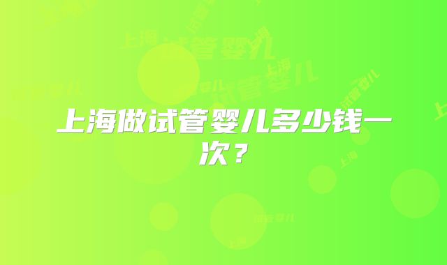 上海做试管婴儿多少钱一次?