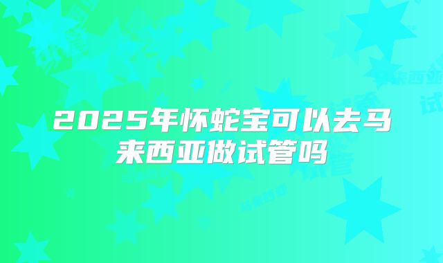 2025年怀蛇宝可以去马来西亚做试管吗
