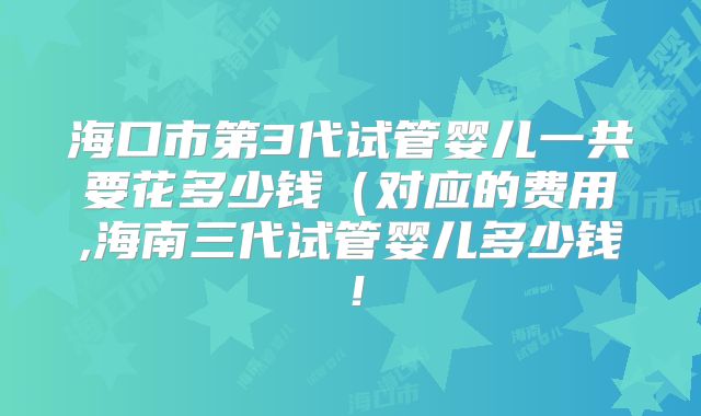 海口市第3代试管婴儿一共要花多少钱(对应的费用,海南三代试管婴儿多少钱!