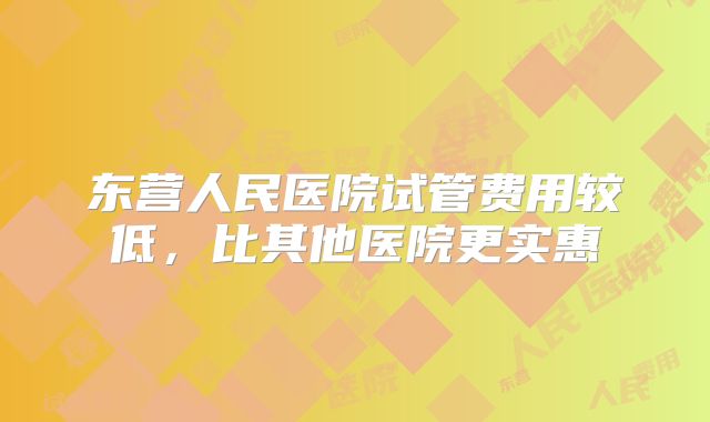 东营人民医院试管费用较低，比其他医院更实惠