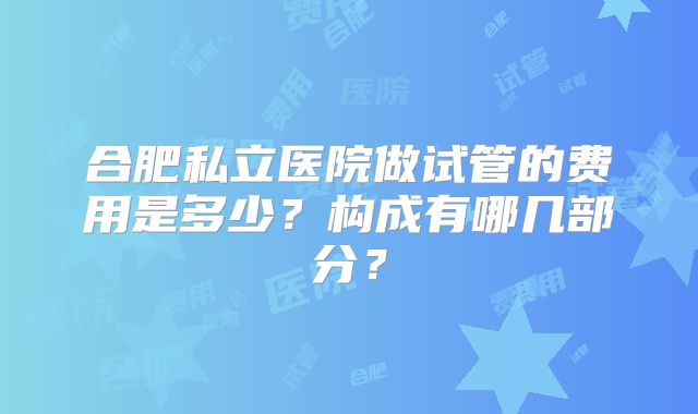 合肥私立医院做试管的费用是多少？构成有哪几部分？