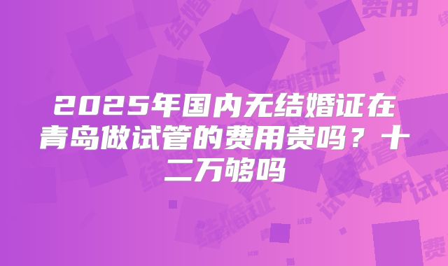 2025年国内无结婚证在青岛做试管的费用贵吗？十二万够吗