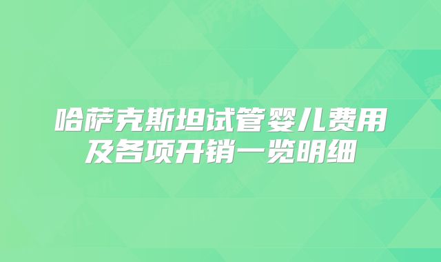 哈萨克斯坦试管婴儿费用及各项开销一览明细