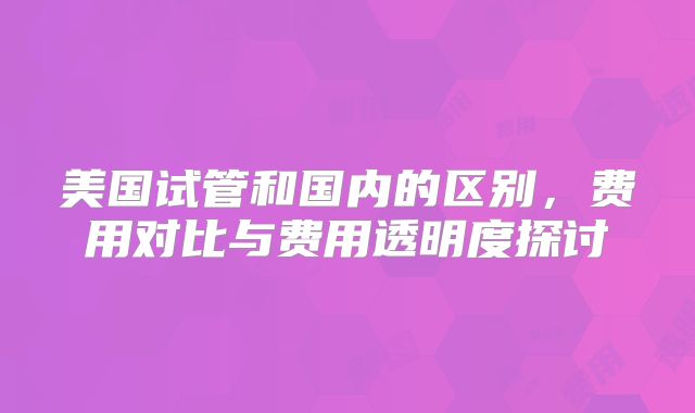 美国试管和国内的区别，费用对比与费用透明度探讨