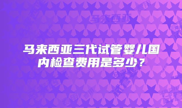马来西亚三代试管婴儿国内检查费用是多少？