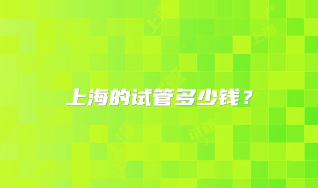 上海的试管多少钱？