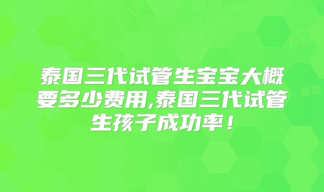 泰国三代试管生宝宝大概要多少费用,泰国三代试管生孩子成功率！