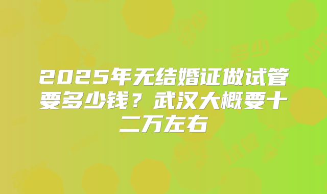 2025年无结婚证做试管要多少钱?武汉大概要十二万左右