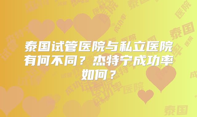 泰国试管医院与私立医院有何不同？杰特宁成功率如何？