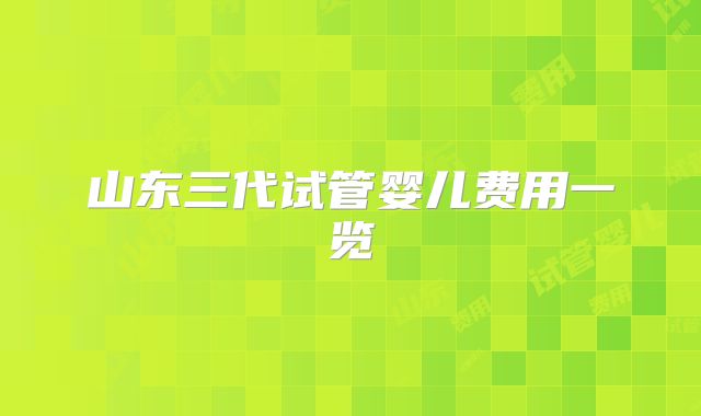 山东三代试管婴儿费用一览