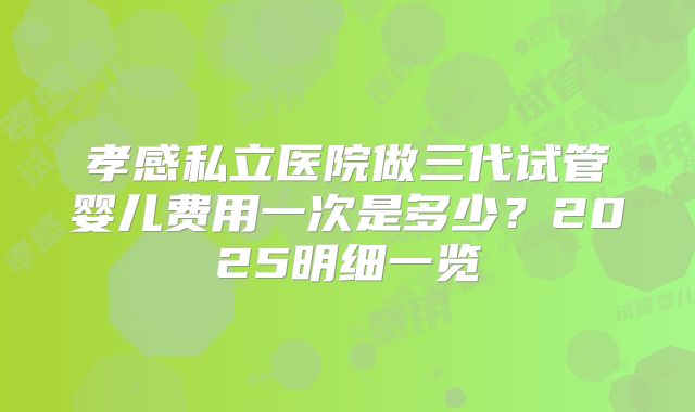 孝感私立医院做三代试管婴儿费用一次是多少？2025明细一览