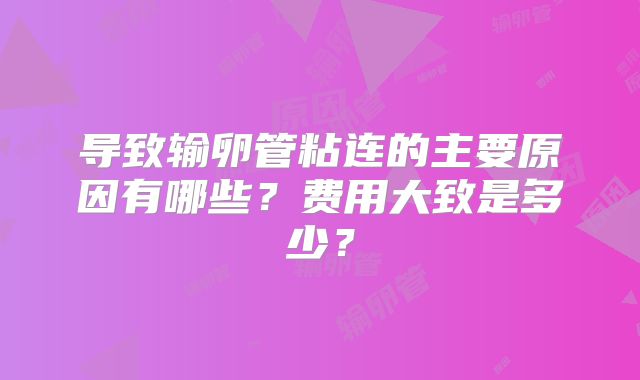 导致输卵管粘连的主要原因有哪些？费用大致是多少？