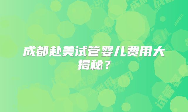 成都赴美试管婴儿费用大揭秘？