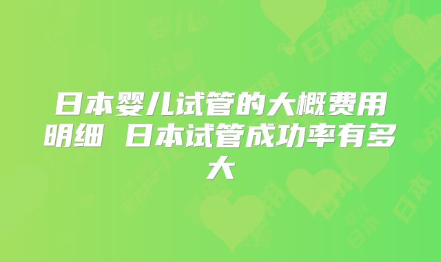 日本婴儿试管的大概费用明细 日本试管成功率有多大