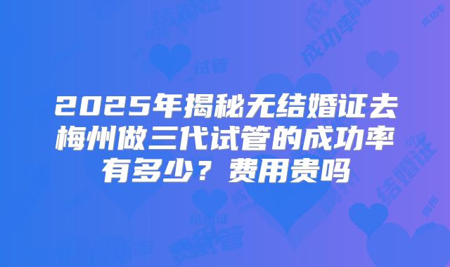 2025年揭秘无结婚证去梅州做三代试管的成功率有多少？费用贵吗