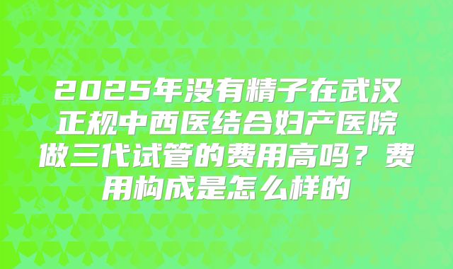 2025年没有精子在武汉正规中西医结合妇产医院做三代试管的费用高吗？费用构成是怎么样的