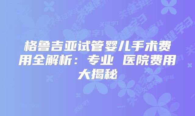 格鲁吉亚试管婴儿手术费用全解析：专业 医院费用大揭秘