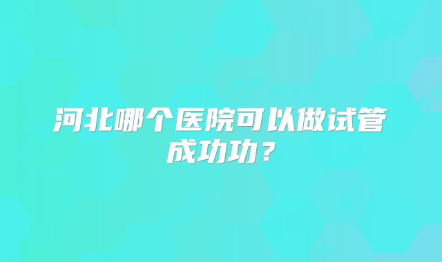 河北哪个医院可以做试管成功功?