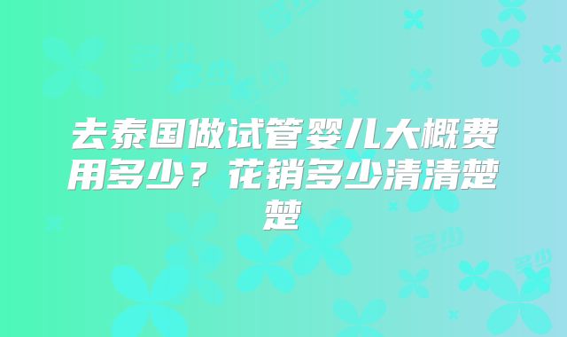 去泰国做试管婴儿大概费用多少？花销多少清清楚楚