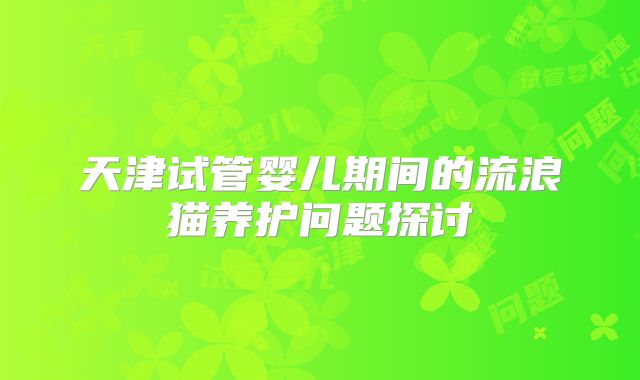 天津试管婴儿期间的流浪猫养护问题探讨