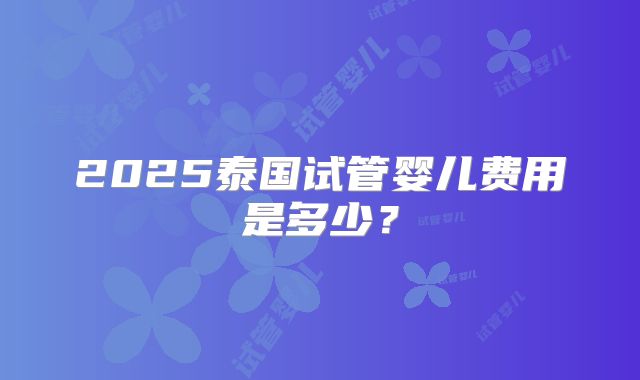 2025泰国试管婴儿费用是多少？