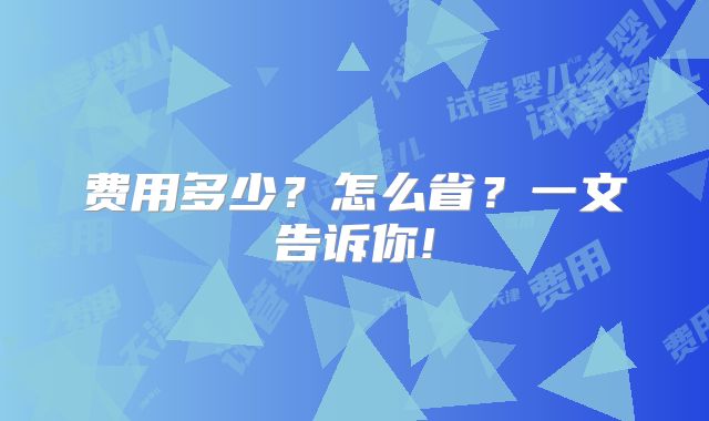 费用多少?怎么省?一文告诉你!