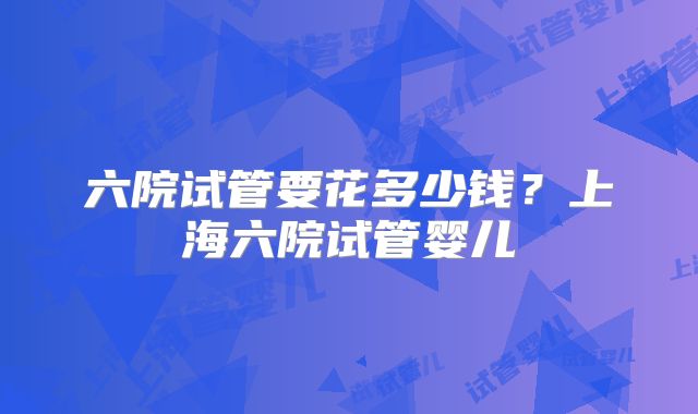 六院试管要花多少钱？上海六院试管婴儿