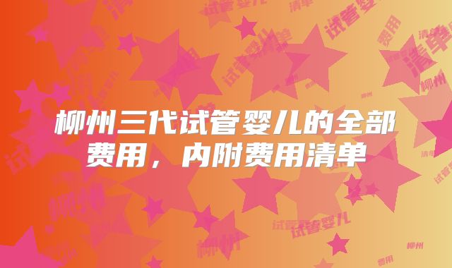 柳州三代试管婴儿的全部费用，内附费用清单