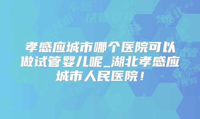孝感应城市哪个医院可以做试管婴儿呢_湖北孝感应城市人民医院!