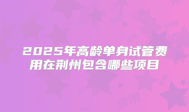 2025年高龄单身试管费用在荆州包含哪些项目