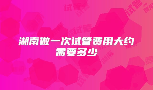 湖南做一次试管费用大约需要多少