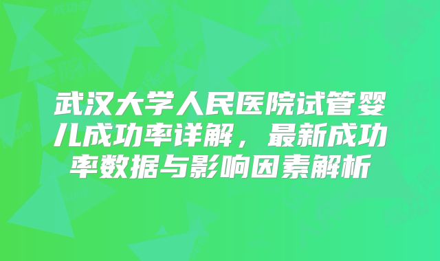 武汉大学人民医院试管婴儿成功率详解，最新成功率数据与影响因素解析