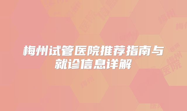 梅州试管医院推荐指南与就诊信息详解