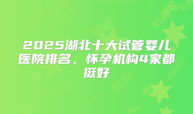 2025湖北十大试管婴儿医院排名,怀孕机构4家都挺好