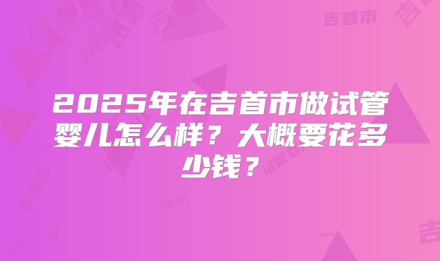 2025年在吉首市做试管婴儿怎么样?大概要花多少钱?