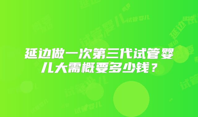 延边做一次第三代试管婴儿大需概要多少钱？