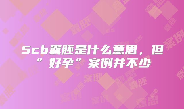 5cb囊胚是什么意思，但”好孕”案例并不少
